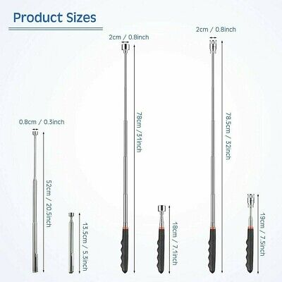 3 pcs Magnetic Telescoping Pickup Rod Tool 20lb Magnet Grabber Extension Stick