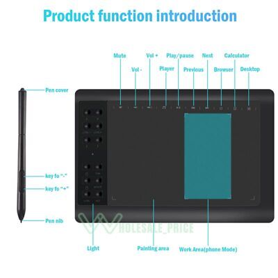 Professional Pressure Sensing Graphic Tablet Drawing Pad for Tablet/Laptop/Phone