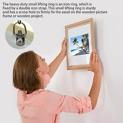 50 Pieces Metal D Ring Picture Frame Hangers with Screws Photo Hanging Hooks Kit