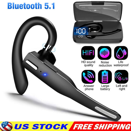 Trucker Wireless Headset Bluetooth 5.1 Earpiece Dual Mic Earbud Noise Cancelling