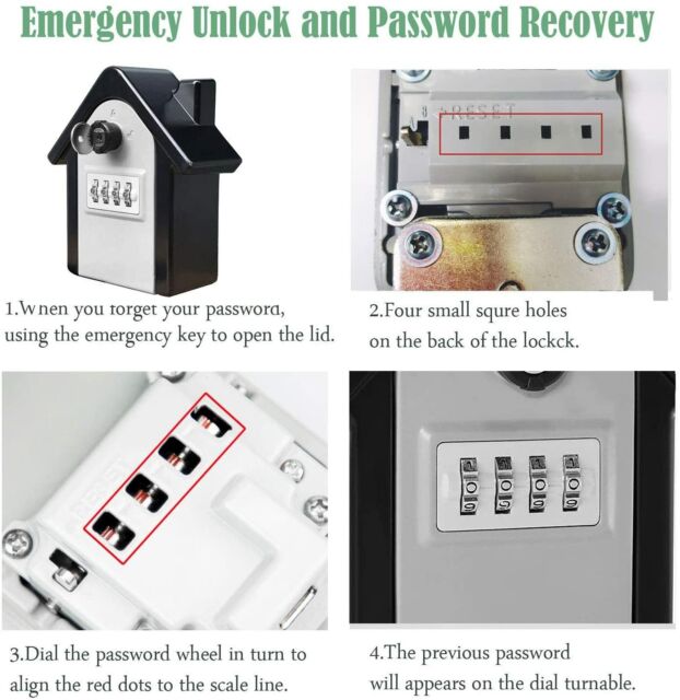 4 Digit Combination Key Lock Box Wall Mount Safe Security Storage Case Organizer