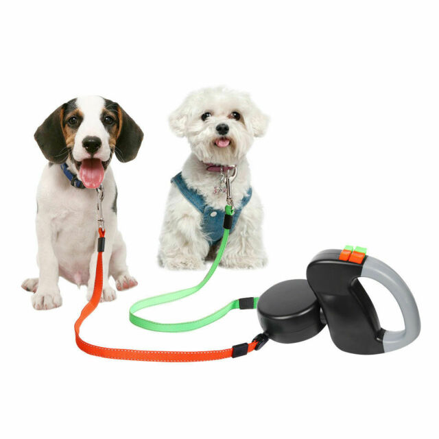 Retractable Double Dog Leash No Tangle Dual 2 Dog 50 Pounds Per Dog