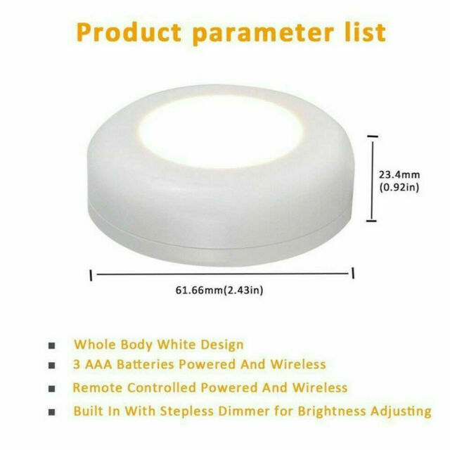 3 Wireless LED Under Cabinet Lights for Kitchen Closet  Night Light with Remote