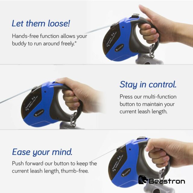 Beastron Heavy Duty 16ft Retractable Dog Leash up to 110lbs Waste Bag Dispenser