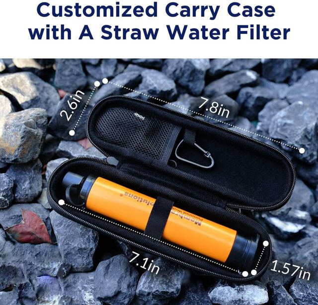 Personal Water Filter Straw w/Carry Case-0.1μm 4-Stage Water Purifier Survival