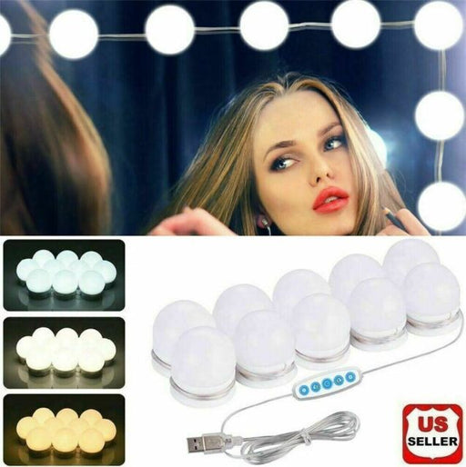 Make Up Mirror Hollywood Lights 10 LED Kit Bulbs Vanity Light Dimmable Lamp