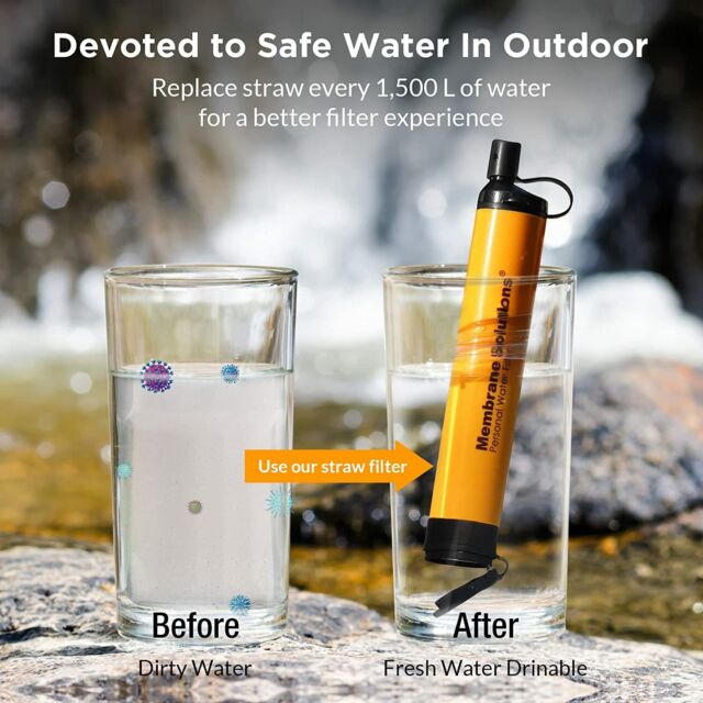 Personal Water Filter Straw w/Carry Case-0.1μm 4-Stage Water Purifier Survival