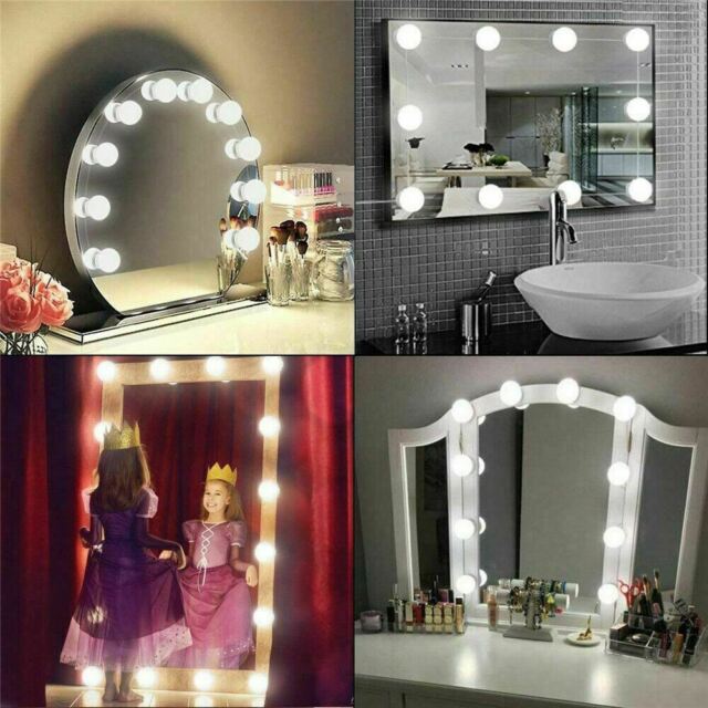 Make Up Mirror Hollywood Lights 10 LED Kit Bulbs Vanity Light Dimmable Lamp