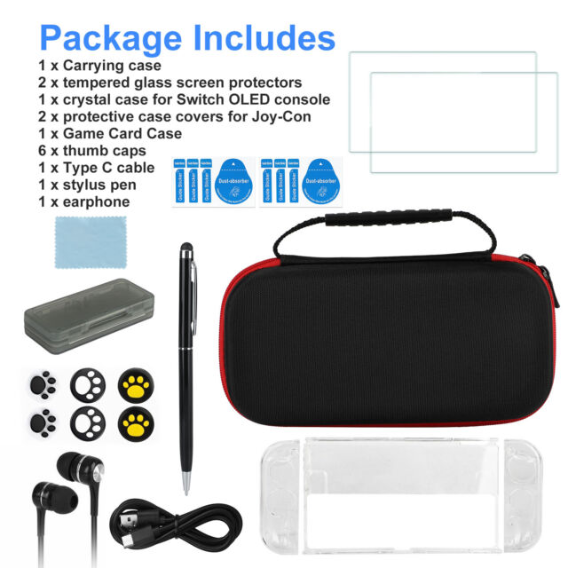 Carrying Case Bag+Shell Cover+Tempered Glass Protector For Nintendo Switch OLED