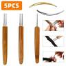 5Pcs DIY Crochet Needle Hook Bamboo Handle Dread Knit Hair Making Braiding Tool