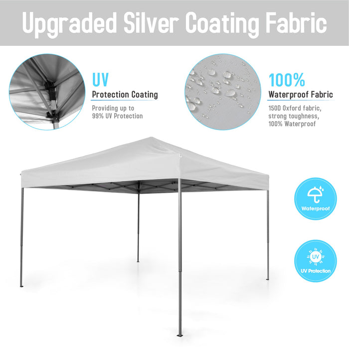 MF Studio 10x10 Straight Leg Popup Canopy with Wheeled Carry Bag, White