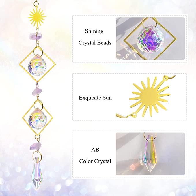 Crystal Suncatcher Rainbow Maker Hanging Prism Home Garden Decoration 4 Pack
