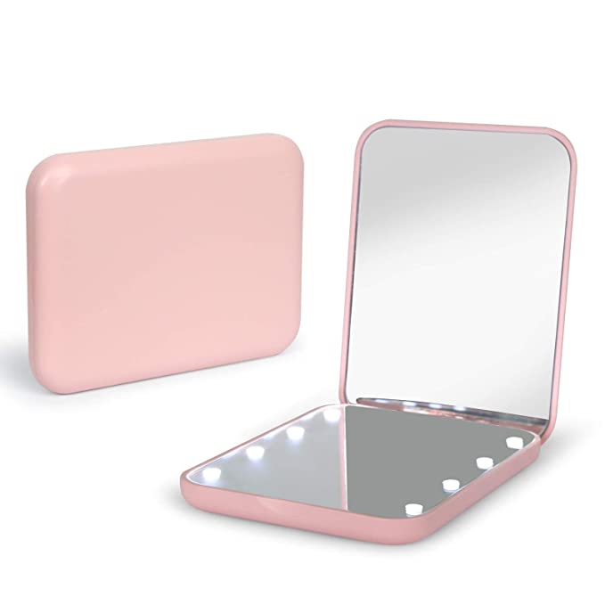 Kintion Pocket Mirror, 1X/3X Magnification LED Compact Travel Makeup Mirror, Compact Mirror with...