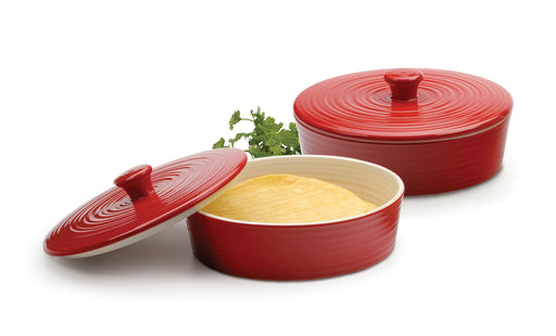 RSVP Tortilla Warmer - 8in - Stoneware - Red