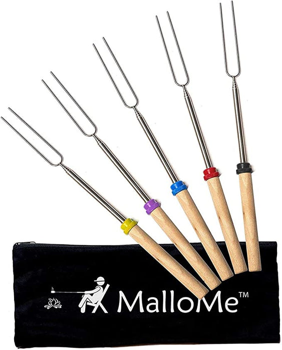 MalloMe Marshmallow Roasting Sticks - Smores Skewers for Fire Pit Kit, 5 sticks per pack