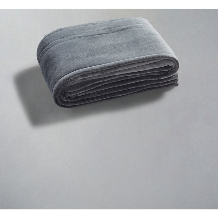 Sunbeam Microplush and Sherpa Electric Throw Blanket (50" x 60"), Slate Gray