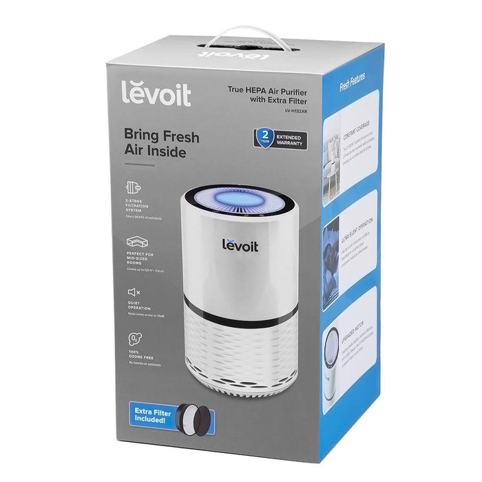 Levoit Air Purifier with True HEPA Filter, 3-Stage Filtration for Pet Odors , Smoke and Other Airborne Contaminants, Bonus Filter Included