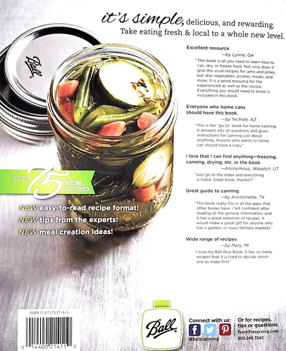 37th Edition Ball Blue Book Canning Preserving Cooking Guide