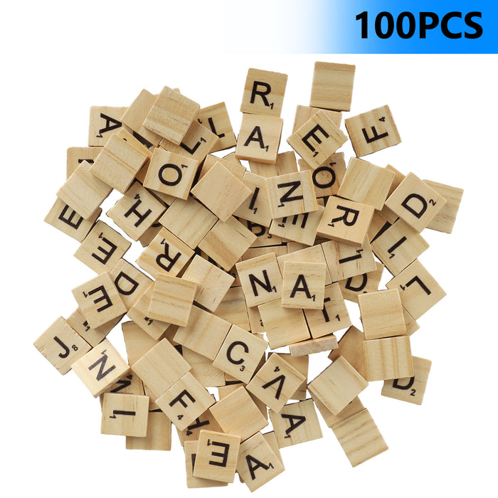 100 Pieces Scrabble Wood Tiles Pieces Full Sets 100 Letters Wooden Replacement Pack