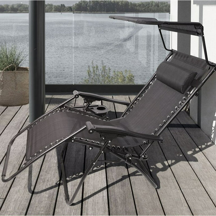 Zero Gravity Chair Outdoor Folding Recliner Lounge Chair, Black