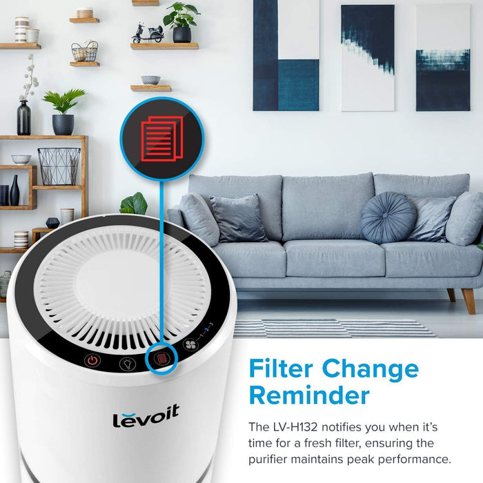 Levoit Air Purifier with True HEPA Filter, 3-Stage Filtration for Pet Odors , Smoke and Other Airborne Contaminants, Bonus Filter Included