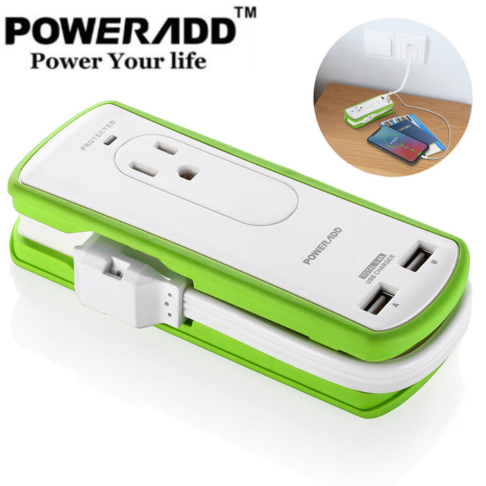 Wall Mountable USB Surge Protector Power Strip with 2 USB Ports 2 Outlet Plugs