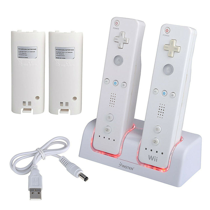 Dual Charger Charging Dock Station + 2 Battery For Wii / Wii U Remote Controller