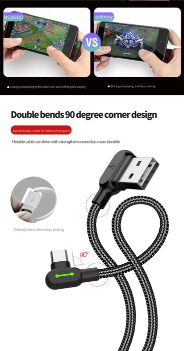 MCDODO 90 Degree Right Angle Braided USB Charger Charging Sync, 3.9 feet long