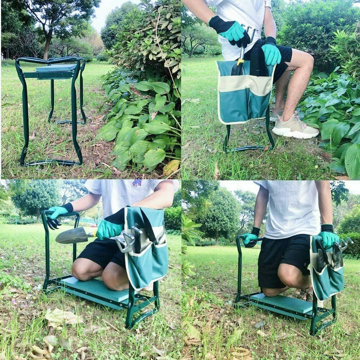 Folding Garden Kneeler Bench Kneeling Soft Cushion Seat With Pouch
