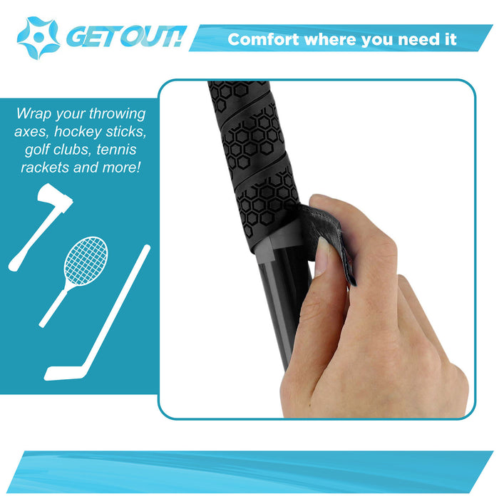 Get Out! Baseball Bat Grip Tape - 43in Black Sport Handle Grip Wrap Tape