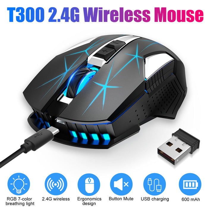 Wireless Bluetooth Mouse Tri-Mode Rechargeable Optical Mouse for Laptop PC