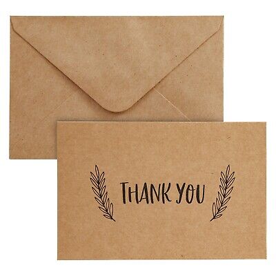 36 Pack Kraft Rustic Thank You Cards with Envelopes, 4x6 in, Brown