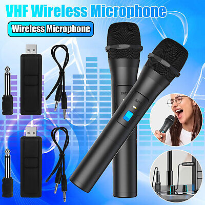 2PCS Wireless VHF Professional Microphone Handheld Mic System Karaoke w/Receiver