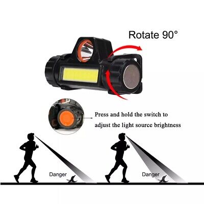 2 Pack Waterproof USB Rechargeable LED Headlamp Headlight