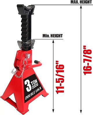 BIG RED Torin Steel Heavy Duty Jack Stands f or Double Locking, 3 Ton, Red