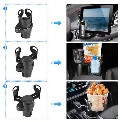 2 IN 1 Multifunction Cup Holders Universal Drink Bottle 360° Adjustable for Car