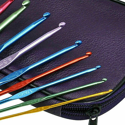 Aluminum Crochet Hooks Needles Knit 22pcs Set Weave Craft Yarn Multi Color NEW