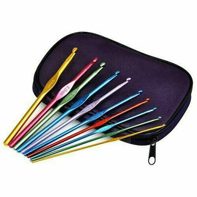 Aluminum Crochet Hooks Needles Knit 22pcs Set Weave Craft Yarn Multi Color NEW