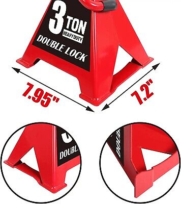 BIG RED Torin Steel Heavy Duty Jack Stands f or Double Locking, 3 Ton, Red