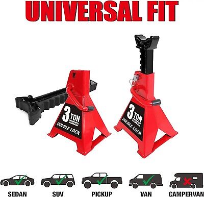 BIG RED Torin Steel Heavy Duty Jack Stands f or Double Locking, 3 Ton, Red