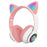 Girls Wired Wireless Headphones Cat Ear Headsets LED w/Mic Earphone