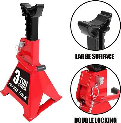 BIG RED Torin Steel Heavy Duty Jack Stands f or Double Locking, 3 Ton, Red