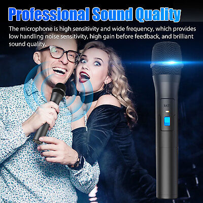 2PCS Wireless VHF Professional Microphone Handheld Mic System Karaoke w/Receiver