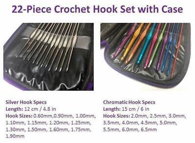 Aluminum Crochet Hooks Needles Knit 22pcs Set Weave Craft Yarn Multi Color NEW