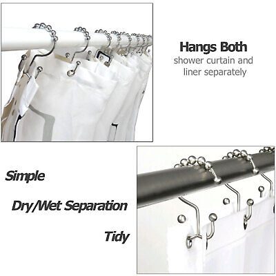 12pcs Metal Shower Curtain Hooks Double Glide Roller Set Stainless Steel