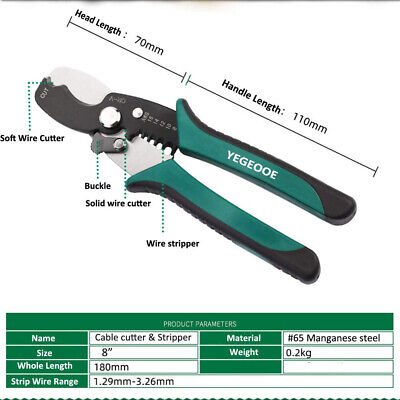8-inch Wire Stripper and Wire Cutters,Cable Cutter with Manganese Steel