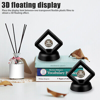 10PCS 3D Floating Coin Display Frame Stand Holder Case Box For Jewelry Challenge