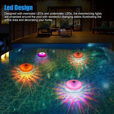 Swimming Pool RGB LED Floating Light 8 Modes Garden Pond Decor Waterproof Lamp