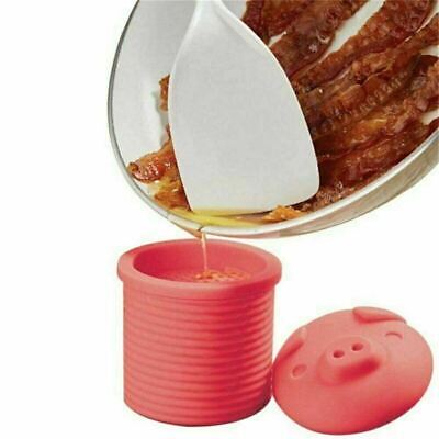 Silicone Pig Bacon Grease Holder Container with Mesh Strainer Dust-Proof Lid