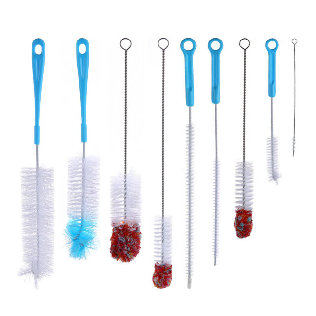 9 Piece Bottle Brush Cleaner Set Long Water Bottle and Straw Cleaning Brushes